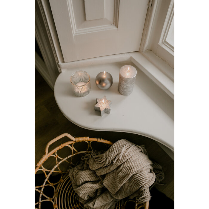 Kerstster kaars zilver