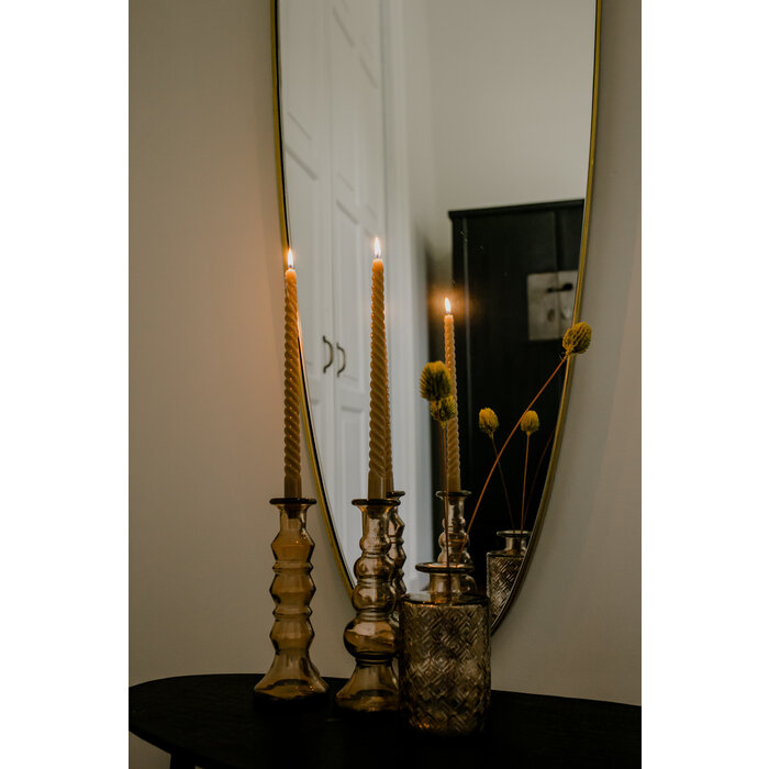 Kandelaar 'Mees' gerecycled glas beige