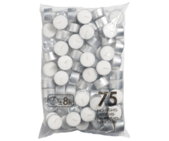Neutraal theelicht 8u zak 75  Wit