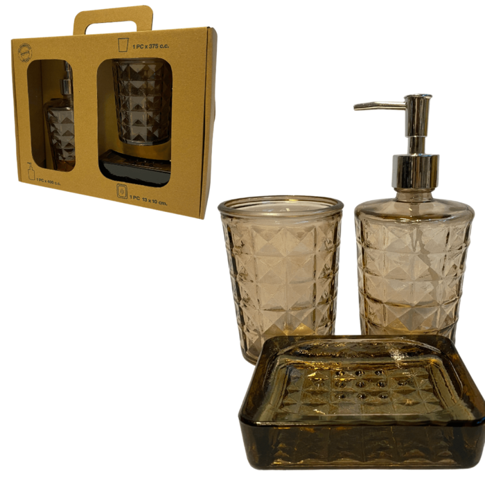 Badkamer set gerecycled glas beige