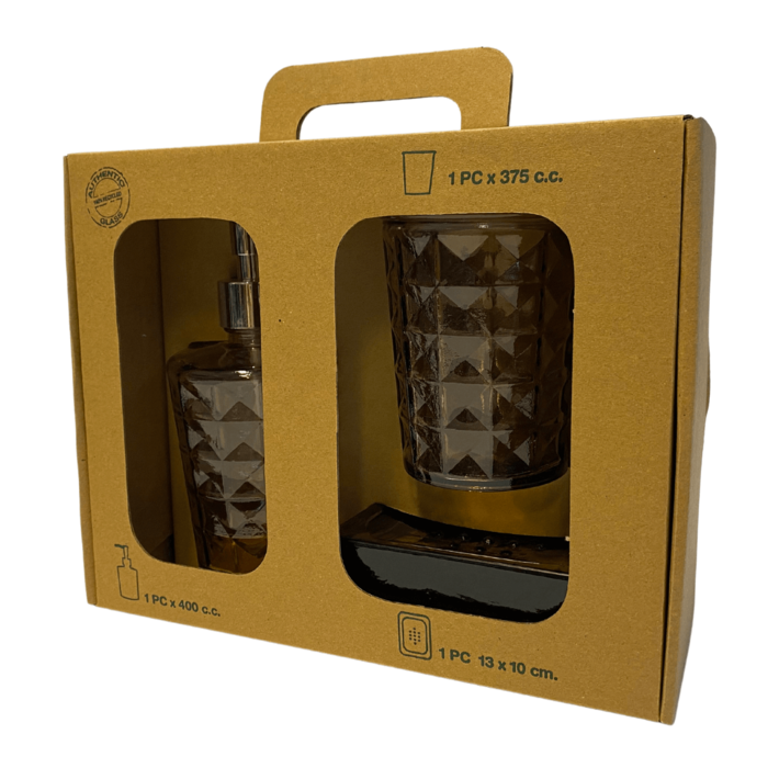 Badkamer set gerecycled glas beige