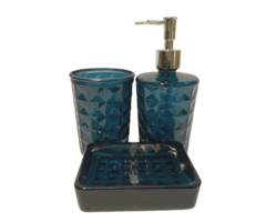 Badkamer set gerecycled glas blauw