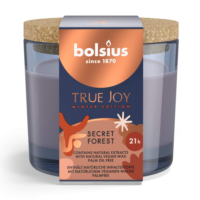 Bolsius True Joy gevuld geurglas met kurk 66/83 Secret Forest