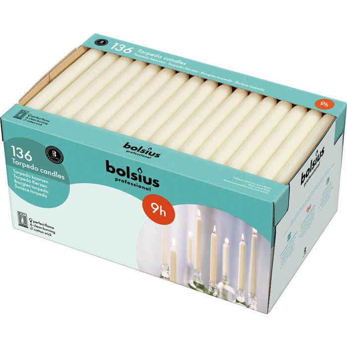 Bolsius Horeca dinerkaars 240/22 doos 136 Ivoor