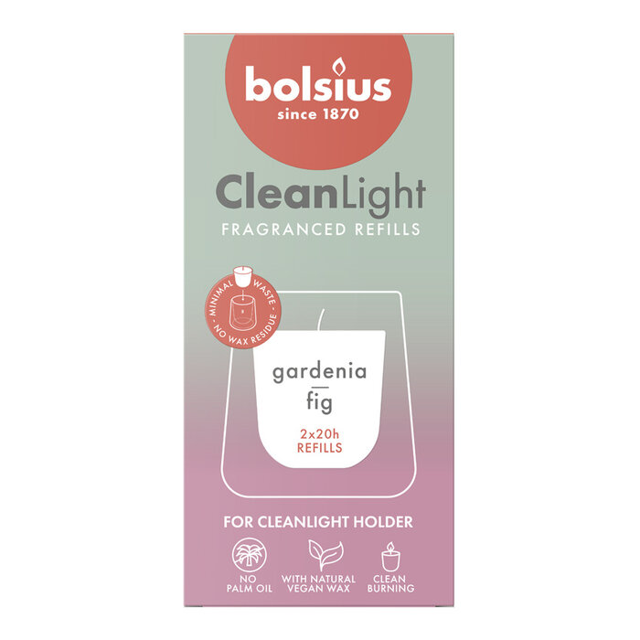 Bolsius Navulling Clean Light pack 2 Gardenia / Fig