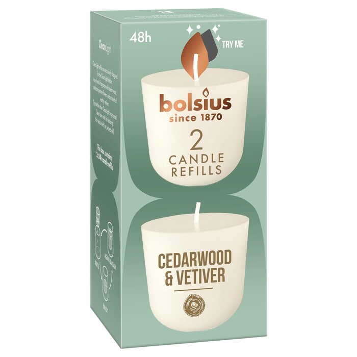 Bolsius Navulling Clean Light pack 2 Cedarwood / Vertiver