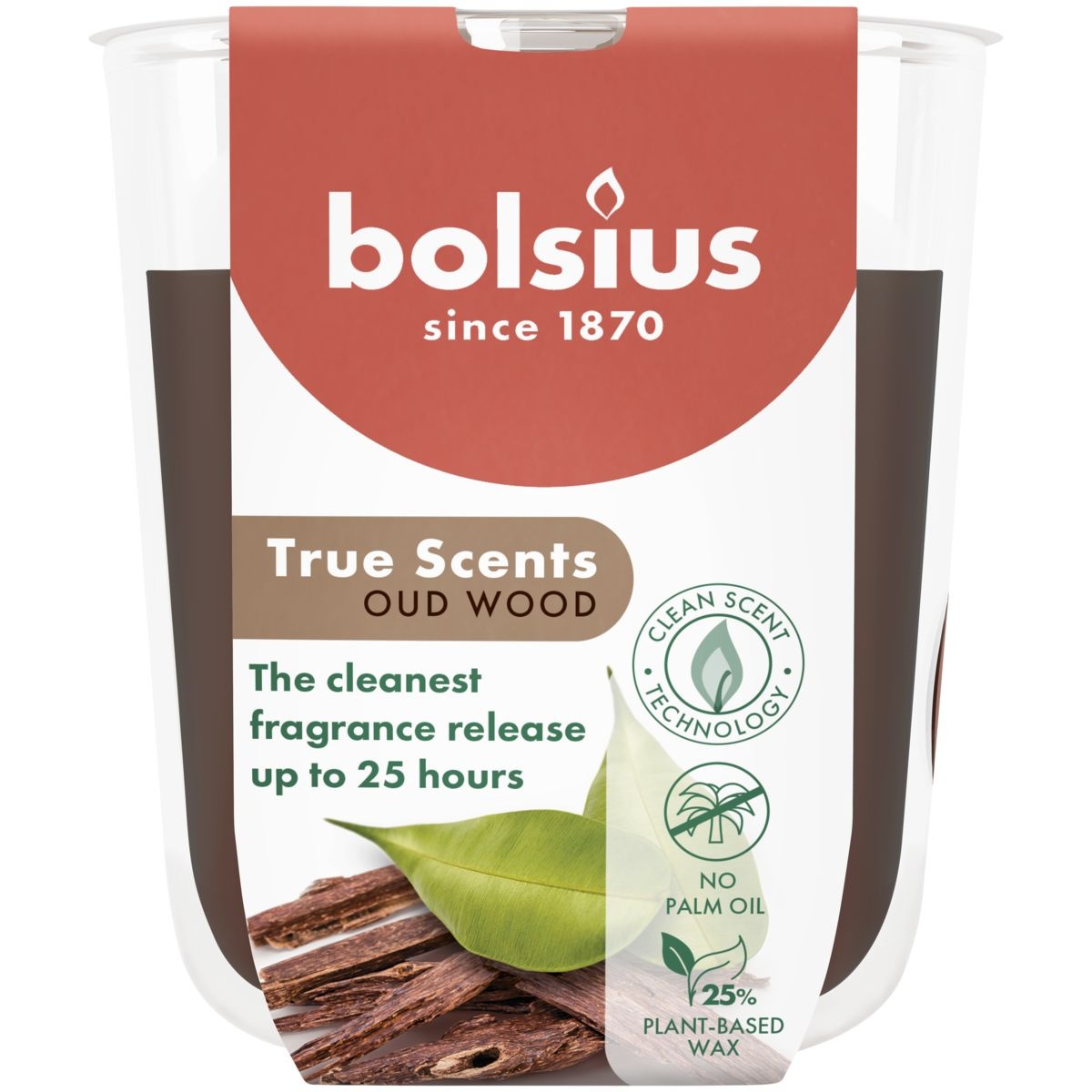 Bolsius True Scents geurglas 80/73 Oud Wood