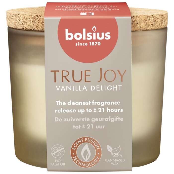 Bolsius True Joy geurglas met kurk 66/83 Vanilla Delight