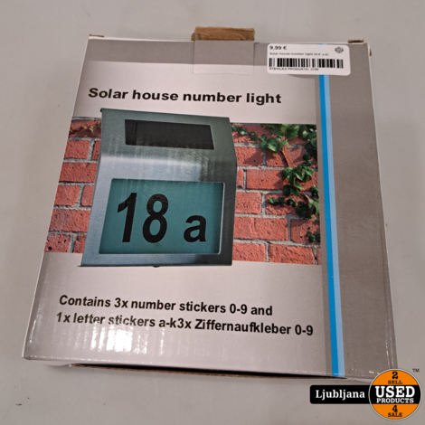 Solar house number light (0-9, a-k)