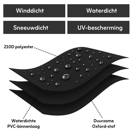 CUISSENCE® Waterdichte BBQ hoes universeel voor buitenkeukens L (145x61x117 cm)