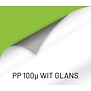 PP 100 Gloss: Wit glans met permanente grijze lijmlaag