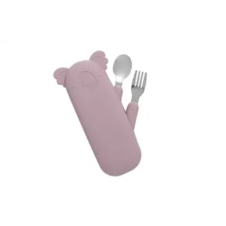 the cotton cloud Zoe the koala cutlery set and silicone case - roze