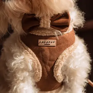Cocopup Harnas hond - Suède en teddy - Donkerbruin en beige