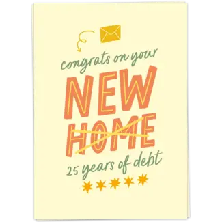 Kaart Blanche Wenskaart - Home debt (dubbel)