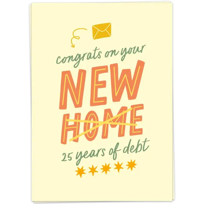 Kaart Blanche Wenskaart - Home debt (dubbel)
