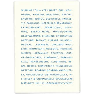 Kaart Blanche Wenskaart - Adjectives birthday (dubbel)