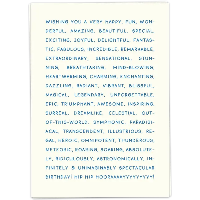 Kaart Blanche Wenskaart - Adjectives birthday (dubbel)