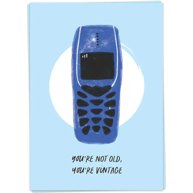 Kaart Blanche Wenskaart - Vintage phone birthday (dubbel)