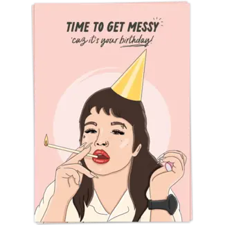 Kaart Blanche Wenskaart - Messy birthday (dubbel)
