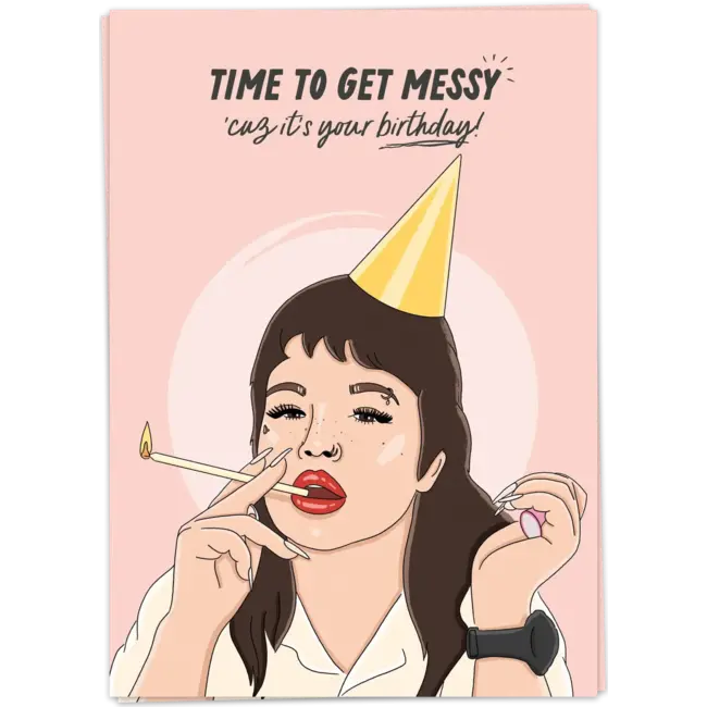 Kaart Blanche Wenskaart - Messy birthday (dubbel)