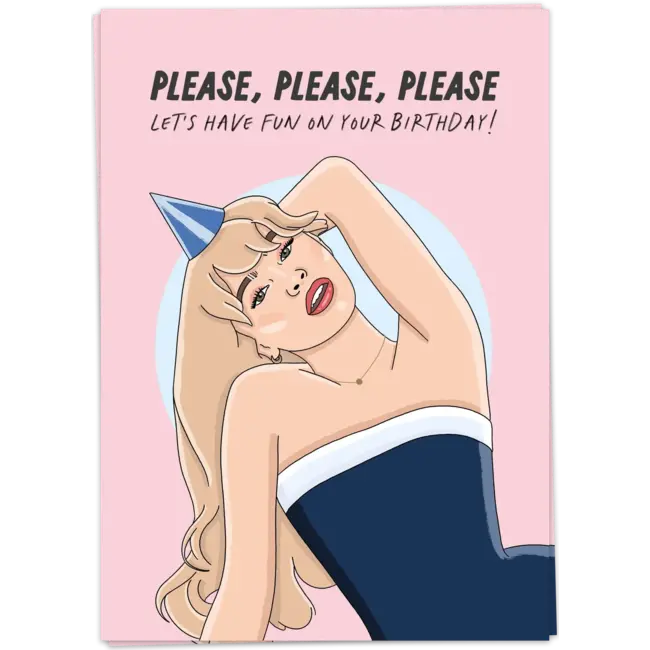 Kaart Blanche Wenskaart - Please birthday (dubbel)