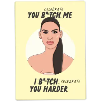 Kaart Blanche Wenskaart - "Celebrate harder"