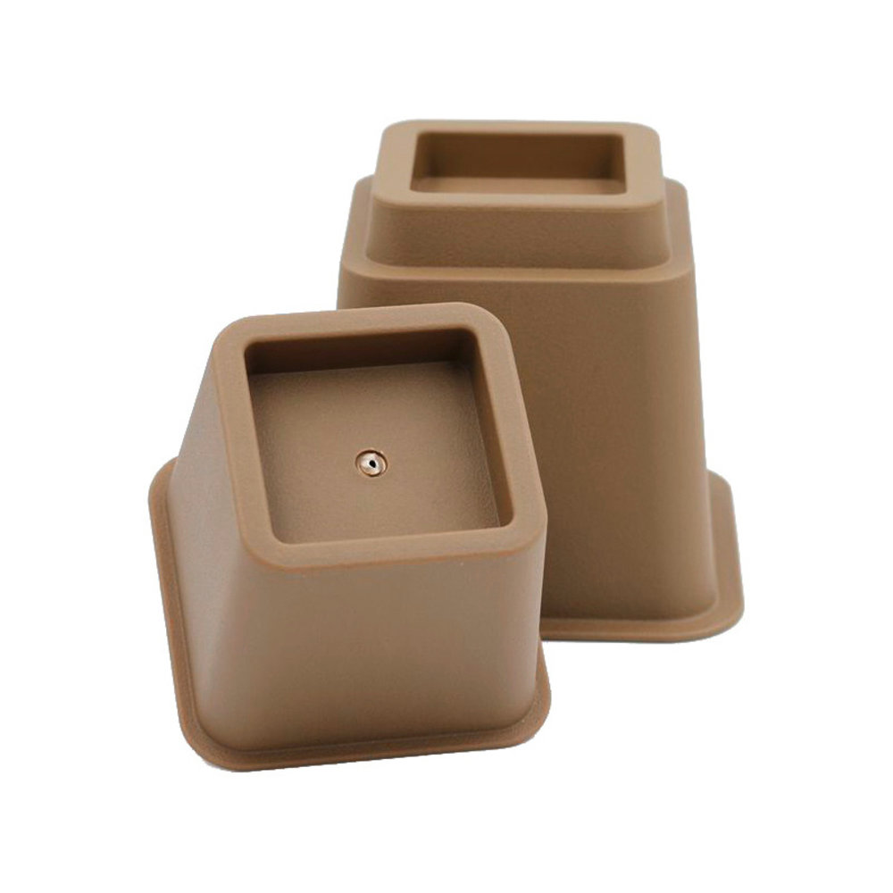 Bedverhogers, meubelverhogers (set van 8 - hoogte 2,5 cm) kunnen worden aangepast aan 2 3 of 4, liften meubelverhogers, massief natuurlijk houten risers, antislip verzonken gat (lichtbruine kleur