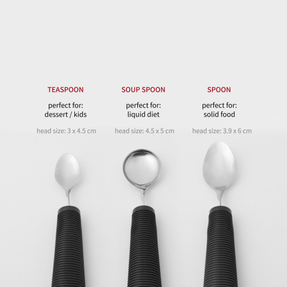 MultiMotion Soeplepel - Aangepast bestek - verdikt, buigzaam, extra grip. - ZWART