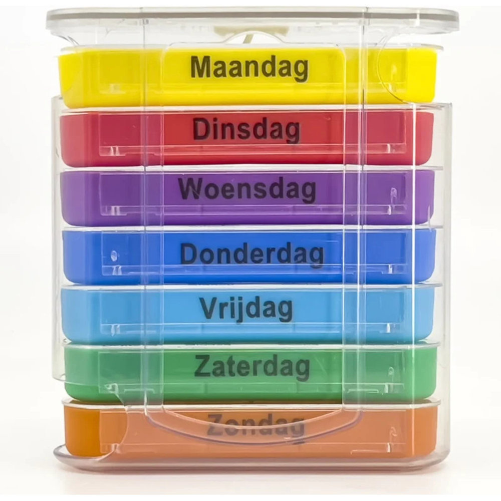 MultiMotion Pillendoosje 7 daags / 4 vakjes per dag - MULTICOLOR