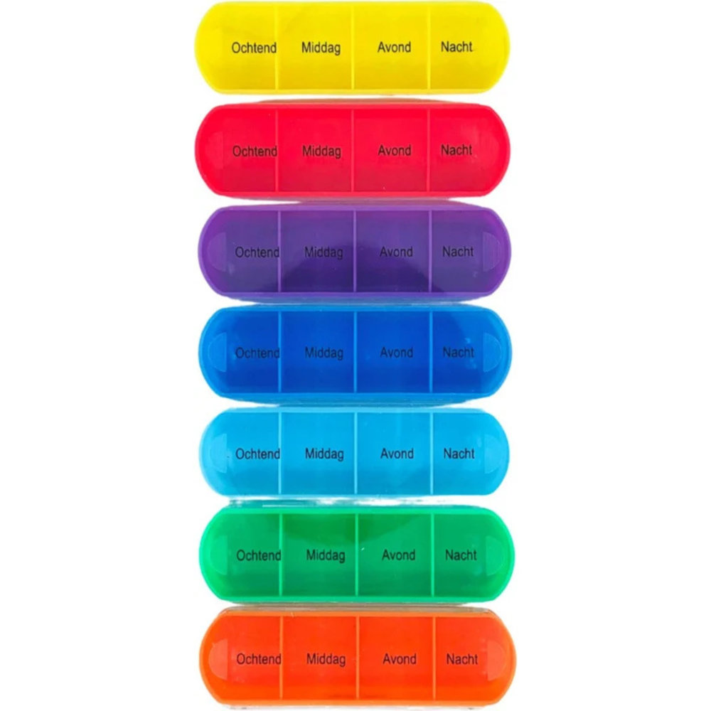MultiMotion Pillendoosje 7 daags / 4 vakjes per dag - MULTICOLOR