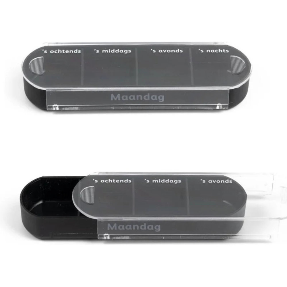 MultiMotion Pillendoosje 7 daags / 4 vakjes per dag - ZWART