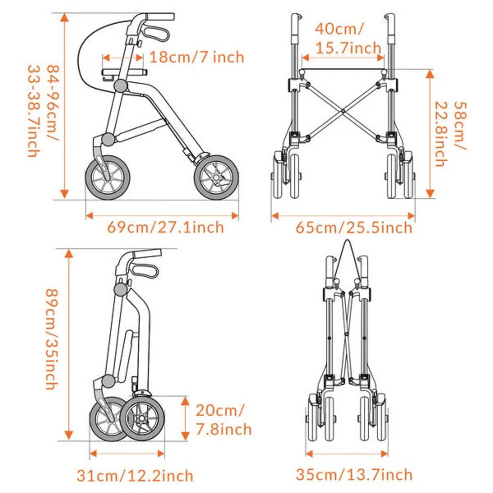 Uplivin Uplivin Trive lichtgewicht rollator - Terracotta