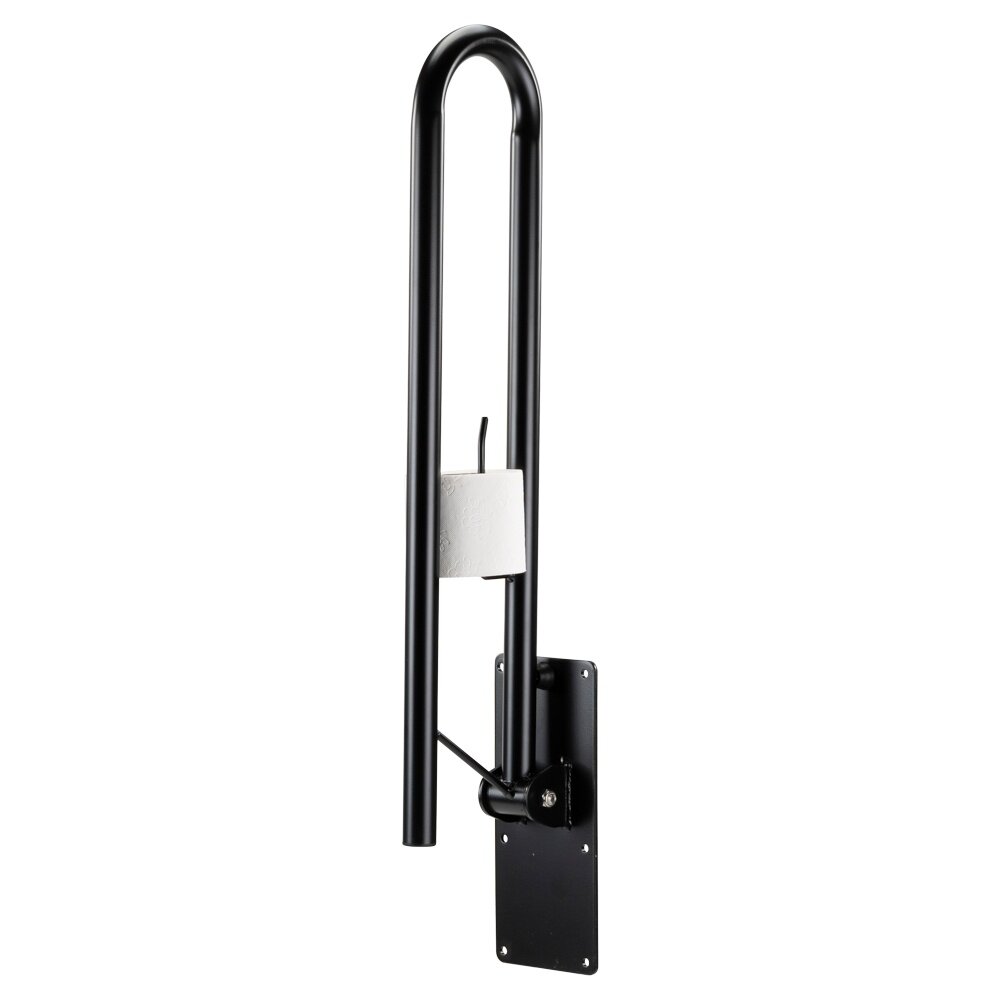MultiMotion Toiletbeugel opklapbaar 76 cm met toiletrolhouder - Mat zwart