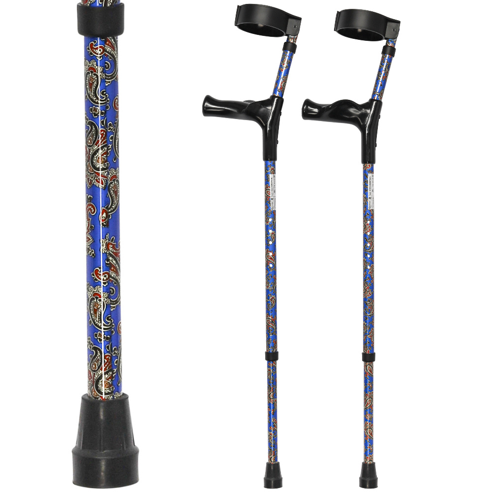 MultiMotion Elleboogkrukken ergonomisch blauw met Paisley print