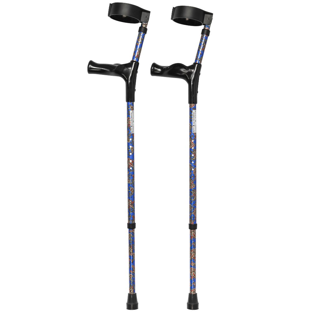MultiMotion Elleboogkrukken ergonomisch blauw met Paisley print