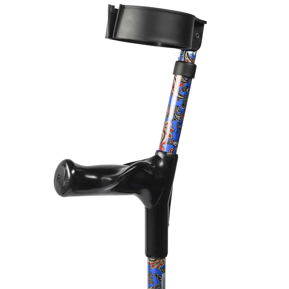 MultiMotion Elleboogkrukken ergonomisch blauw met Paisley print