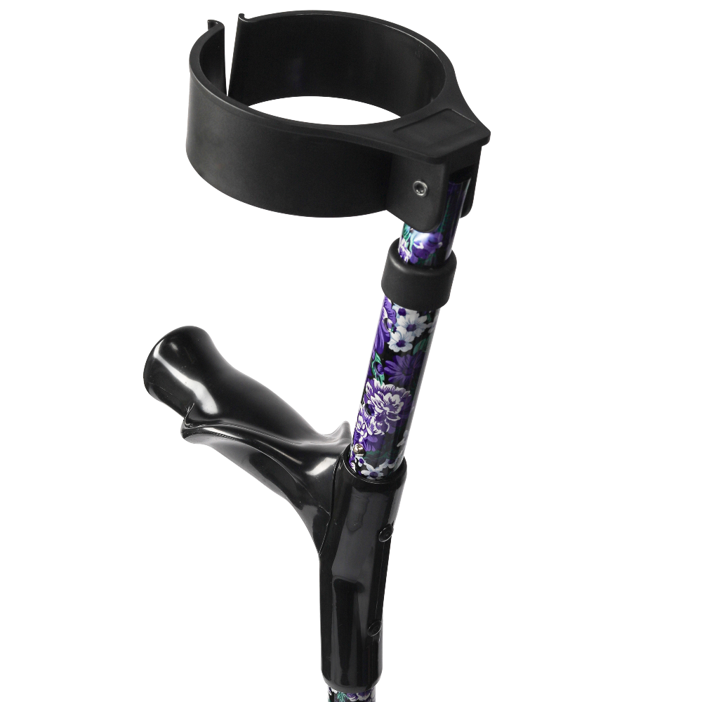 MultiMotion Elleboogkrukken ergonomisch paars met bloemen