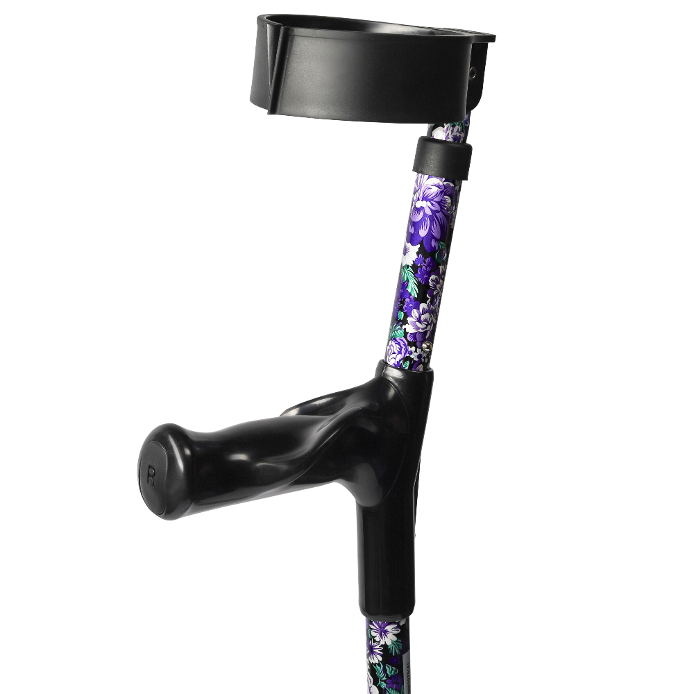 MultiMotion Elleboogkrukken ergonomisch paars met bloemen