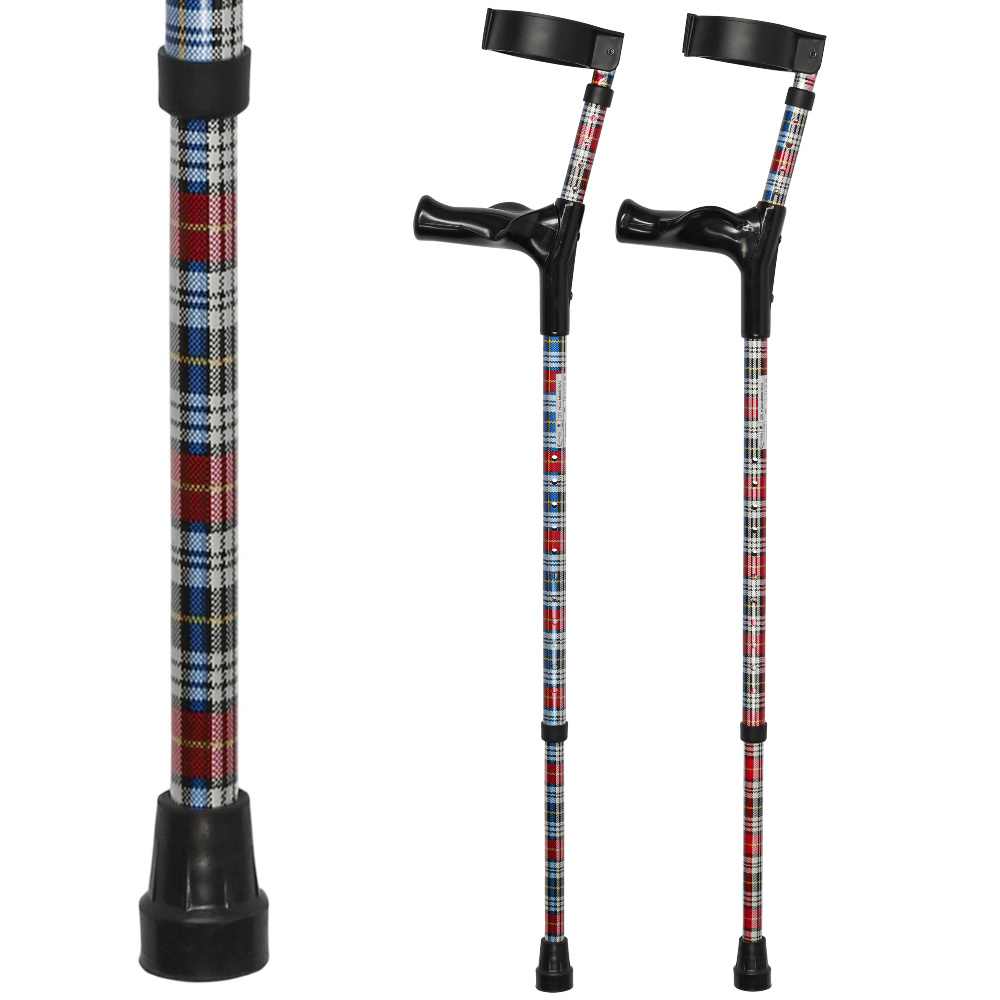 MultiMotion Elleboogkrukken ergonomisch met blauw/rood geruite print