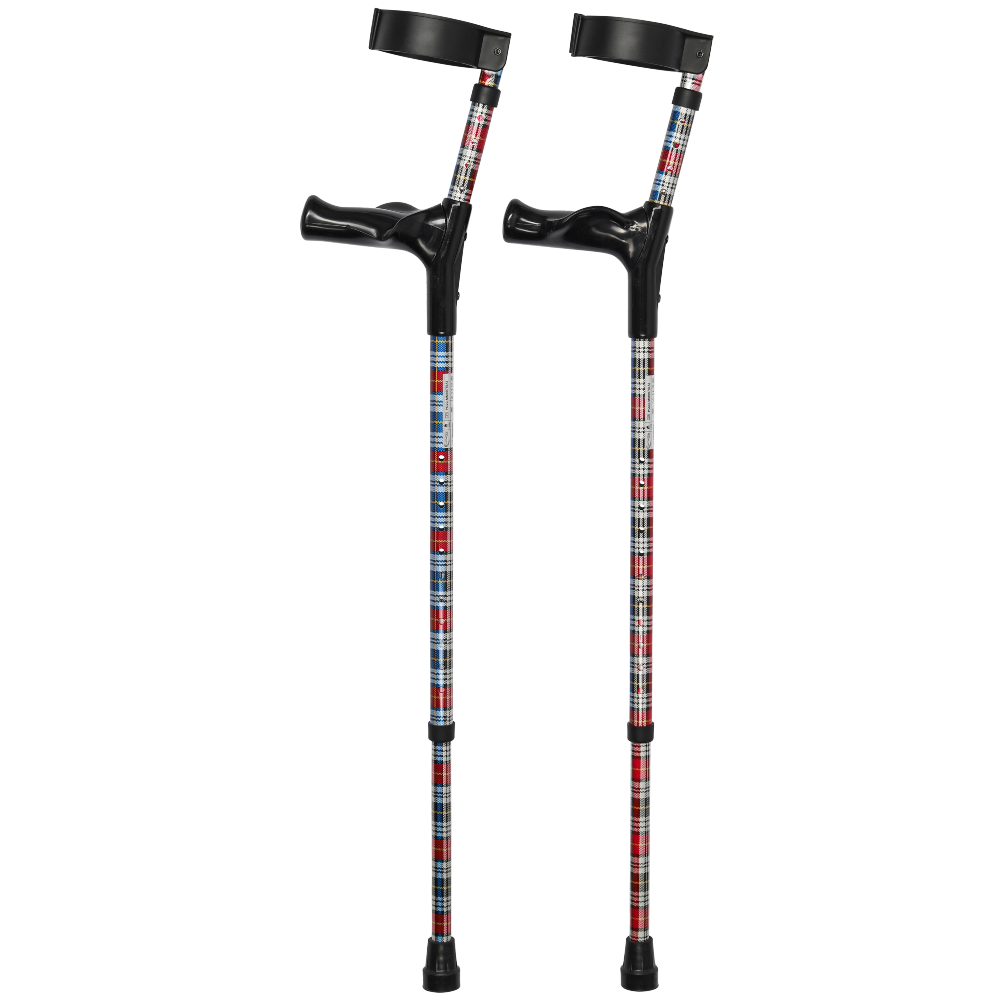 MultiMotion Elleboogkrukken ergonomisch met blauw/rood geruite print