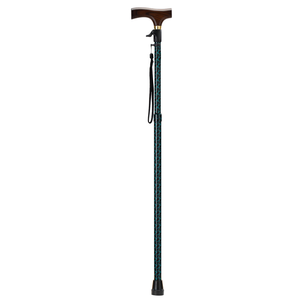 MultiMotion MultiMotion wandelstok met drukknop verstelling Zwart/ groene print