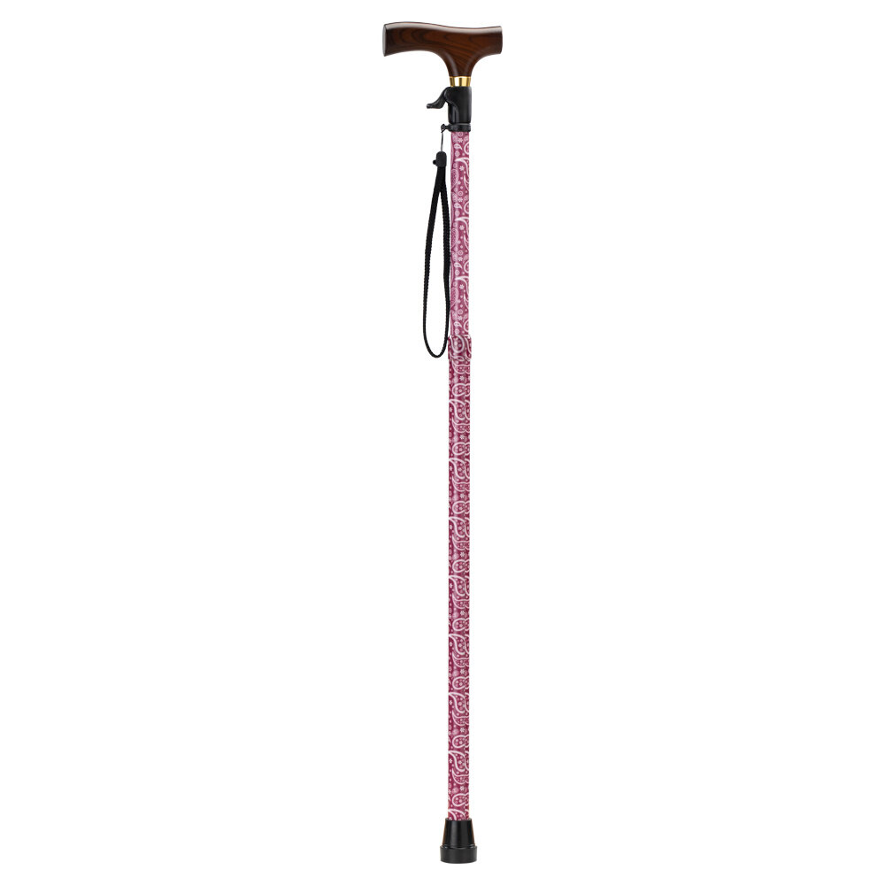 MultiMotion MultiMotion wandelstok met drukknop verstelling Rood paisley