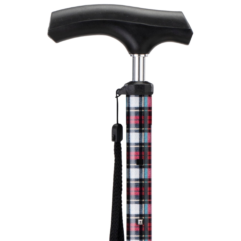 MultiMotion MultiMotion wandelstok telescopisch met rood geruite print en opbergtasje