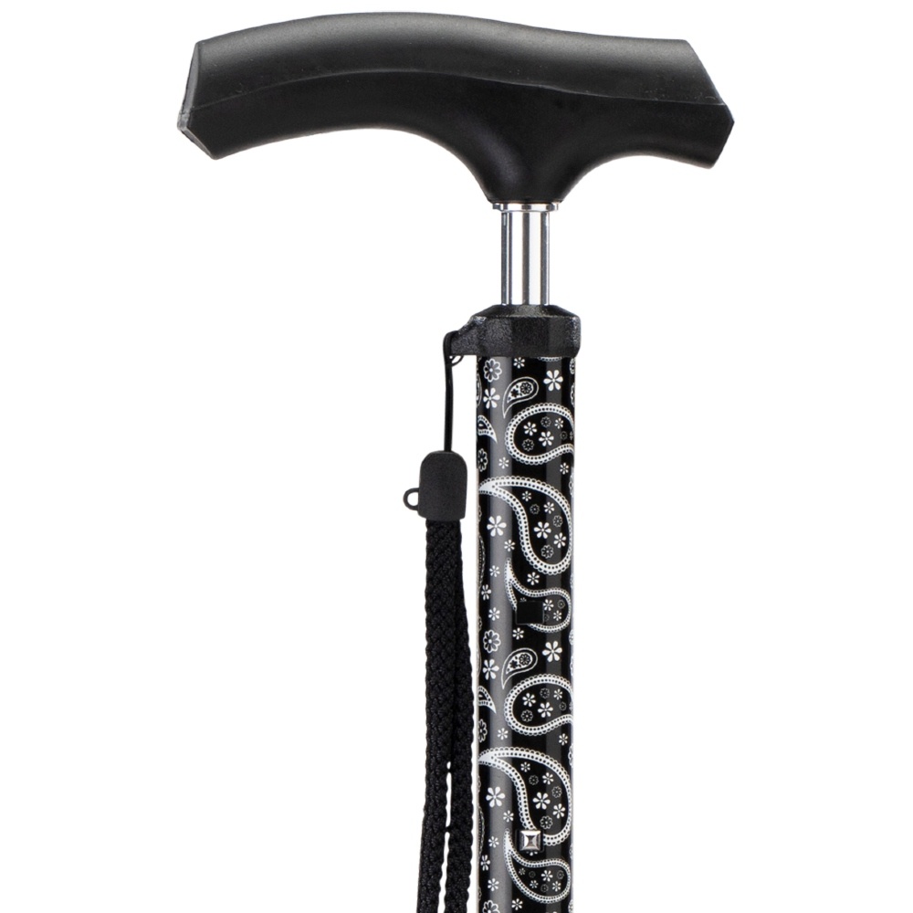 MultiMotion MultiMotion wandelstok telescopisch met zwart paisley print en opbergtasje