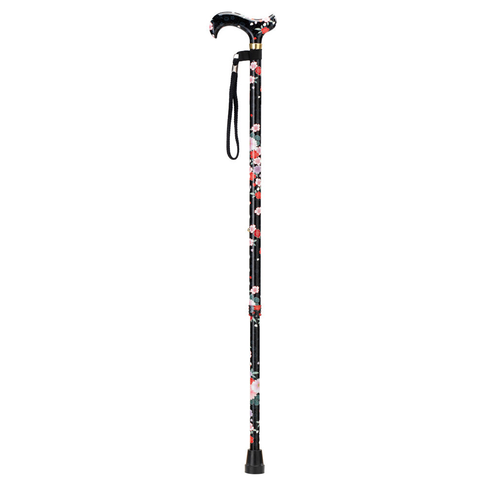 MultiMotion MultiMotion Premium wandelstok - volledige zwarte bloemen print MultiMotion MultiMotion Premium wandelstok - volledige zwarte bloemen print