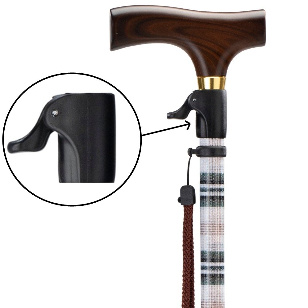 MultiMotion MultiMotion wandelstok met drukknop verstelling Beige geruit