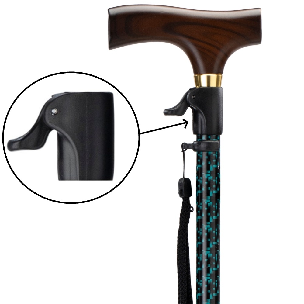 MultiMotion MultiMotion wandelstok met drukknop verstelling Zwart/ groene print