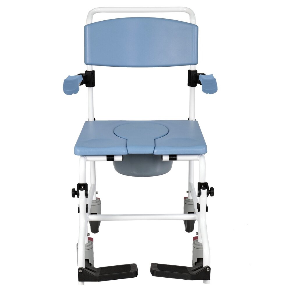MultiMotion Douchestoel en toiletstoel in 1 met 5'' wielen blauw