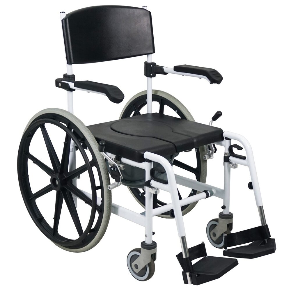 MultiMotion Verrijdbare douchestoel en toiletstoel in 1 met 24'' wielen