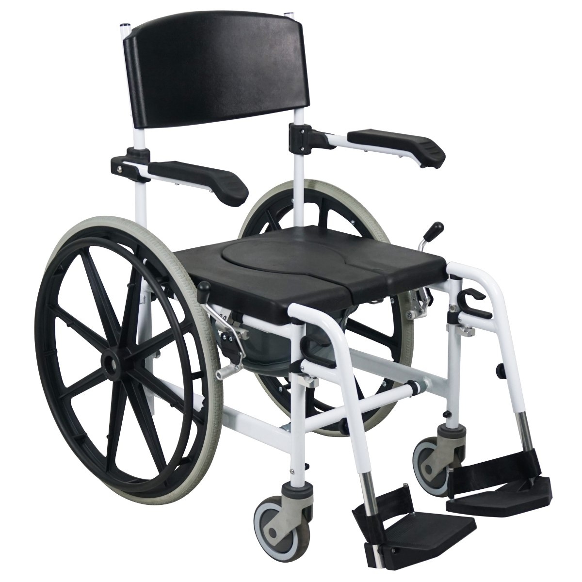 MultiMotion Verrijdbare douchestoel en toiletstoel in 1 met 24'' wielen MultiMotion Verrijdbare douchestoel en toiletstoel in 1 met 24'' wielen